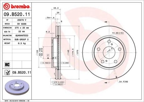 Тормозной диск BREMBO 09.B520.11