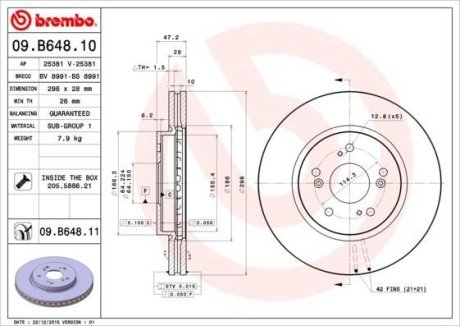 Гальмівний диск BREMBO 09.B648.10 (фото 1)