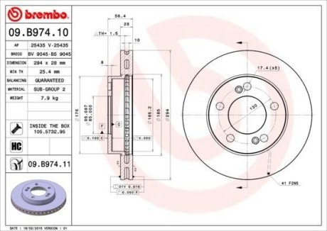 Тормозной диск BREMBO 09.B974.11