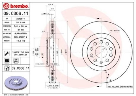 Тормозной диск BREMBO 09.C306.11