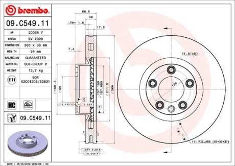 Тормозной диск BREMBO 09.C549.11