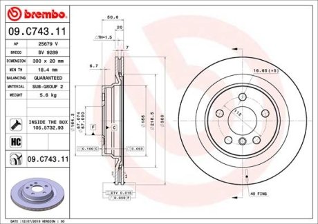 Гальмівний диск BREMBO 09.C743.11