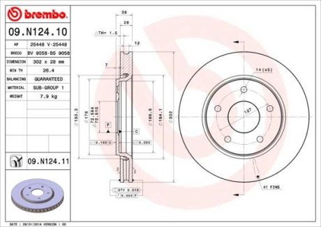 Тормозной диск BREMBO 09.N124.11