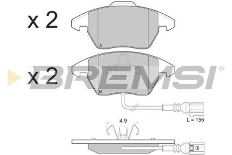 Гальмівні колодки пер. A1/A3/Altea/Beetle/Caddy/Up (04-21) BREMSI BP3103