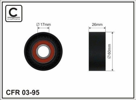 60X17X26 Ролик паска приводного Renault Megane 1.9D/DT 96.01- CAFFARO 03-95