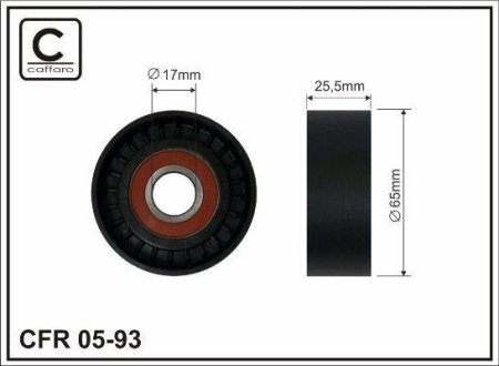 65X14X25,5 Ролик паска приводного Citroen Xantia,XM/Peug 406,605/Renault Espace III,Laguna, Safrane 3.0V6 10.96-12.04 CAFFARO 05-93