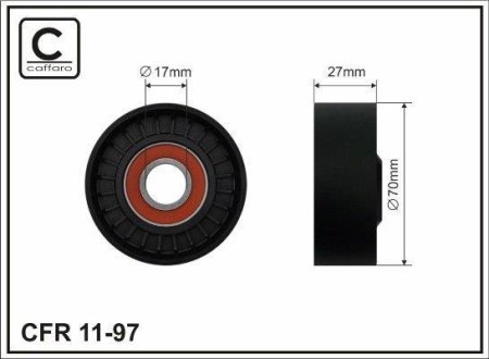 70x17x27 Ролик паска приводного Toyota Avensis sedan (T25) 03 - 08 CAFFARO 11-97