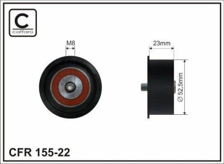 52.5x8x23 Ролик паска приводного Opel Zafira 1.6-1.8 98- CAFFARO 155-22