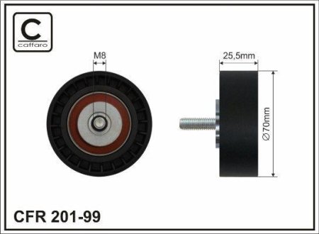 70x8x25,5 Ролик паска приводного DB M103/104 124/201 CAFFARO 201-99