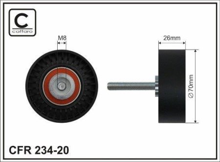 70x8x26 Ролик паска приводного Ford Mondeo 1.8/2.0/2.0TDCI 00- CAFFARO 234-20