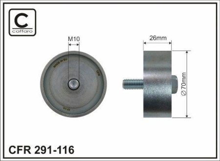 70x10x26 Ролик натяжний Hyundai ix35, Sonata, KIA Carens III, Magentis 2.0/2.4 01.05- CAFFARO 291-116