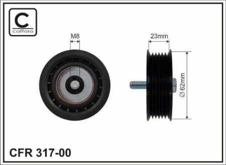 62x8x23 Ролик паска приводного DB C W203/W204, E W211, R W251, Sprinter C230-E500 01.05- CAFFARO 317-00