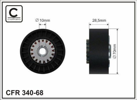 Ролик паска приводного Peugeot 206/Partnet, Citroen XSara/Berlingo 1.4 (70x10x28) CAFFARO 34068