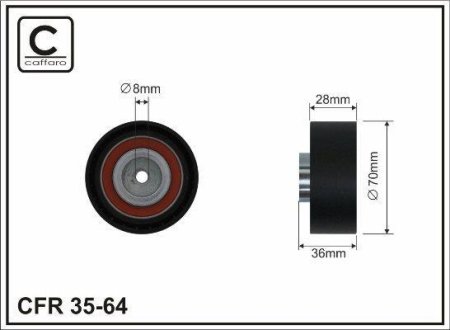 70x8x28,5 Ролик паска приводного Audi 100 2.5D 90- CAFFARO 35-64