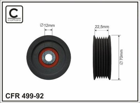 70x12x22,5 Ролик паска приводного Toyota Land Cruiser 100/Lexus GX470 02- CAFFARO 499-92