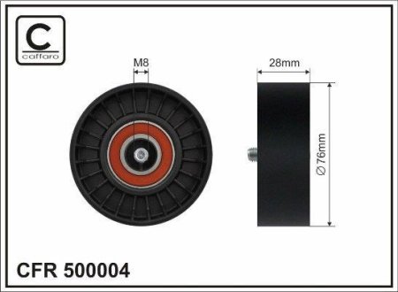 76x17x28 Ролик паска приводного Mercedes C 180 (W203) / SLK 200 (R171) / C 180 (W204) 02- CAFFARO 500004