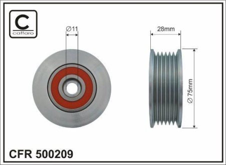 75x11x28 Ролик паска приводного MAZDA 3, 6 1.8-2.5 08.07- CAFFARO 500209