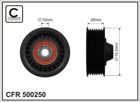 70x10x26 Ролик паска приводного Renault Captur/Clio/Megane 0,9-1,4 09- CAFFARO 500250