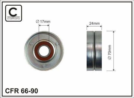 70x17x24 Ролик паска приводного Audi A4 3.0, 3.0 Quattro 01-, A6 3.0, 3.0 Quattro 01- CAFFARO 66-90