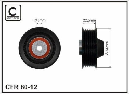 64x8x22,5 Ролик паска приводного MB 250GD 2.5D (OM601D23/ OM602D29/ OM603D35) 12.88- CAFFARO 80-12