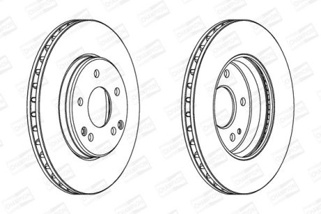 Гальмівний диск передній Mercedes C-Class, E-Class, CLK, SLK CHAMPION 562013CH