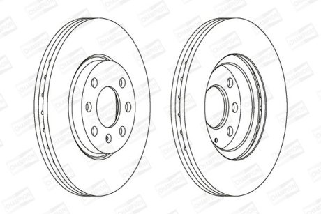 Диск тормозной передний (кратно 2шт.) Opel Combo/MPV 01 - Corsa C (X01) (00-09), Meriva (03-10), Tigra (X04) (04-1 CHAMPION 562196CH