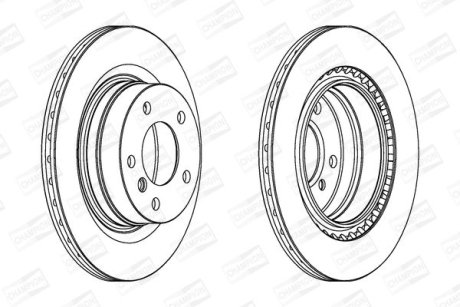 Диск гальмівний задній (кратно 2шт.) BMW 1 (06-12), 1 (11-19), 3 (11-18) CHAMPION 562316CH