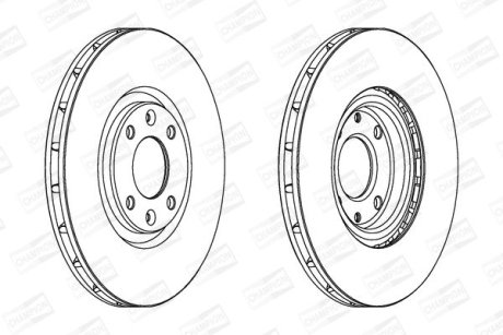 Гальмівний диск передній Opel Mokka / Peugeot 2008, 208, 3008, 308, 5008 / Citroen C4 / DS 3, 4, 5 CHAMPION 562641CH