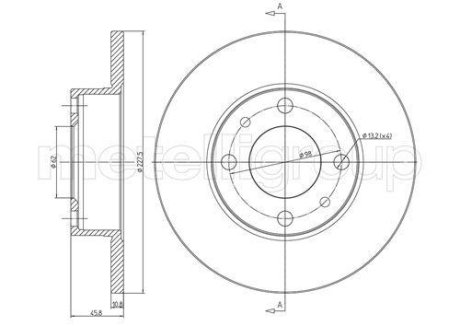 Диск тормозной перед. FIAT Uno, Regata, Ritmo SEAT Ibiza (227*10,8) CIFAM 800-014