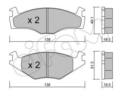 VW гальмівні колодки передн.Golf I,II,III,Jetta -92, Passat -88 CIFAM 822-045-1