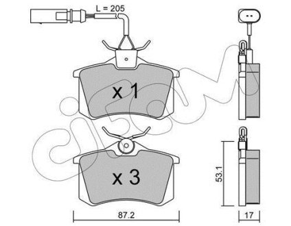 VW Гальмівні колодки задн. Sharan, Seat, FORD CIFAM 822-100-3