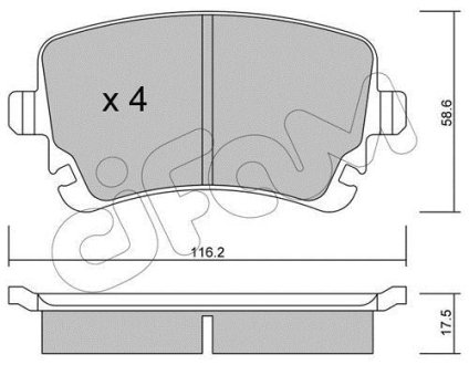 Гальмівні колодки задн. AUDI A4/A6/A8 04- VW T5 CIFAM 822-554-2