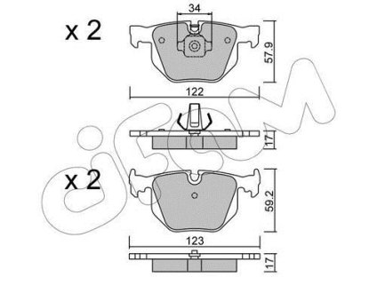 Тормозные колодки зад. BMW 3(E46)/7(E38)/X5(E53) 94-11 (ATE) (122x58,2x17,3) CIFAM 822-561-0