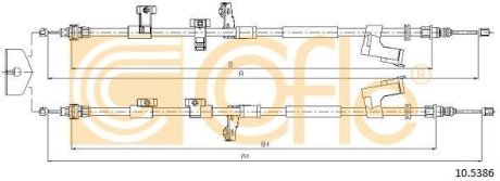 Трос ручного гальма зад. Ford Kuga all 03/13 - 2020/1900 + 1925/1805 COFLE 10.5386