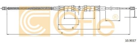 Трос ручного гальма зад. Л/П (1620мм) Skoda Octavia I 1.4/1.6/1.9D 09.96-12.10 COFLE 10.9037