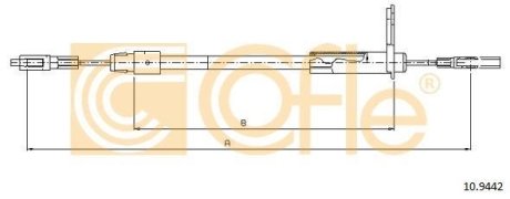 Трос ручного тормоза правый DB E200-420,E220-300D 95 COFLE 10.9442