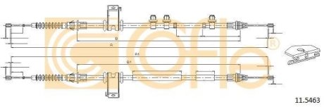 Трос ручного тормоза зад. Ford Fiesta 2009- 1360/1195+ 1325/1165 COFLE 11.5463