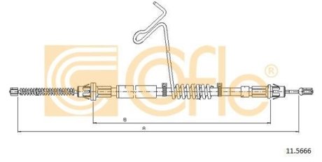 Трос ручніка правий Ford Tansit Connect 04/00- 1310/1018mm COFLE 11.5666