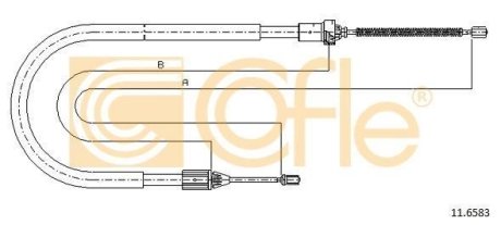 Трос ручного тормоза правый Renault Clio 1.2-1.4 98- COFLE 11.6583