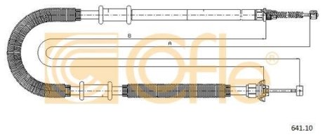 Трос ручного гальма зад. Doblo Cargo 01-10 Пр. (1755/1465) COFLE 641.10