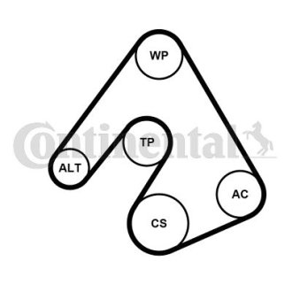 Комплект (ремінь+ролики+помпа) Contitech 6PK2490 WP1