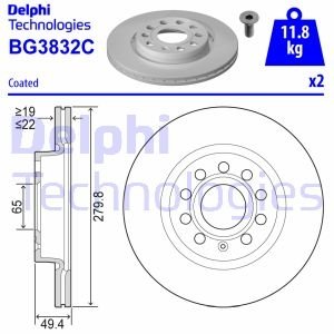 Тормозные диски крашеные Delphi BG3832C