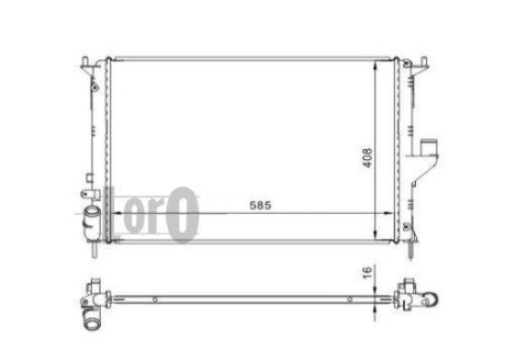 Радиатор воды Duster/Logan/Sandero 1.2/1.4/1.5dCi/1.6 05- (585x406x16) DEPO 010-017-0001