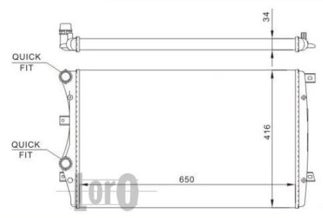 Радіатор води Caddy III 1.9TDI BJB (+/- AC) (650x405x26) DEPO 053-017-0019