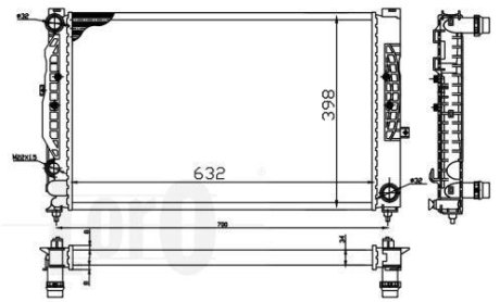 Радіатор охолодження A4/A6/Passat 97-05 2.4i/2.8i/2.5TDI (632x398x32) DEPO 053-017-0055