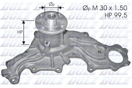 FORD помпа води Sierra V6 2.0,2.3,2.8 84- DOLZ F-120