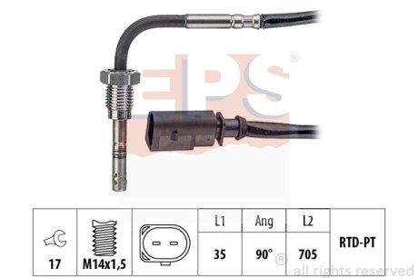Датчик температуры выпускных газов VAG 2.0TDI Multivan 09-, T5 09- EPS 1.220.145