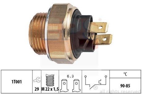 Датчик увімкнення вентилятора Daewoo Lanos/Nexia 1.5 90°C-85°C EPS 1.850.134