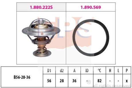 TOYOTA Термостат с прокладкой (Made in Italy!) t-82C Avensis 2.0, Corolla 02-, RAV 4 2.0D 01- EPS 1.880.222