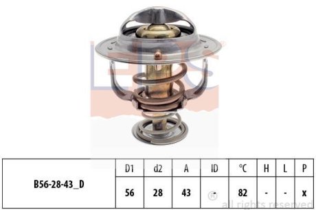 TOYOTA термостат (Made in Italy!) Avensis,Camry,Rav 4 III,Mitsubishi Lancer X,Outlander III,Nissan,Volvo EPS 1.880.399S